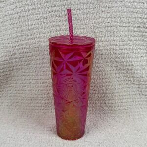 Starbucks Tumbler Pink Ombre Geometric Studded Venti 24oz Straw Lid